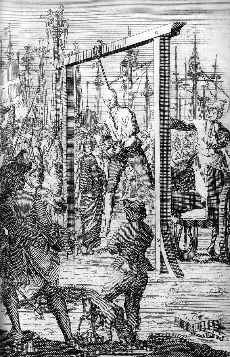 The hanging of Stede Bonnet in Charleston, 10 December 1718