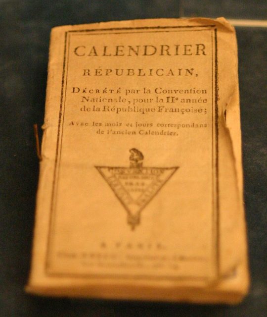 A copy of the French Republican Calendar in the Historical Museum of Lausanne. Photo credit