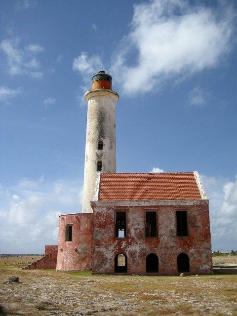 The lighthouse at Klein Curaçao. The tower is 22 meters (66 feet) tall and lit by a solar-powered LED light Photo Credit