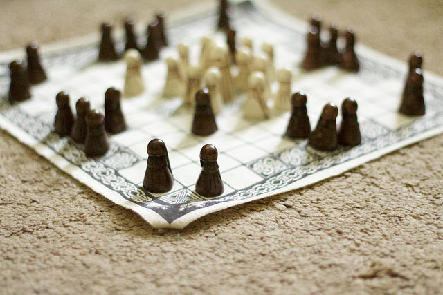 An unusual strategic war game of unequal forces. Photo Credit