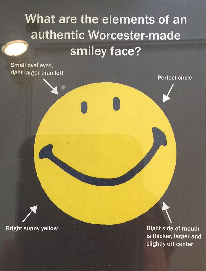How to distinguish an authentic Worcester-made smiley face. Photo Credit