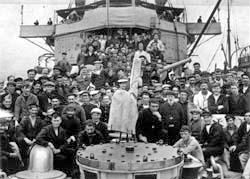 Some of the survivors aboard HMS Scourge