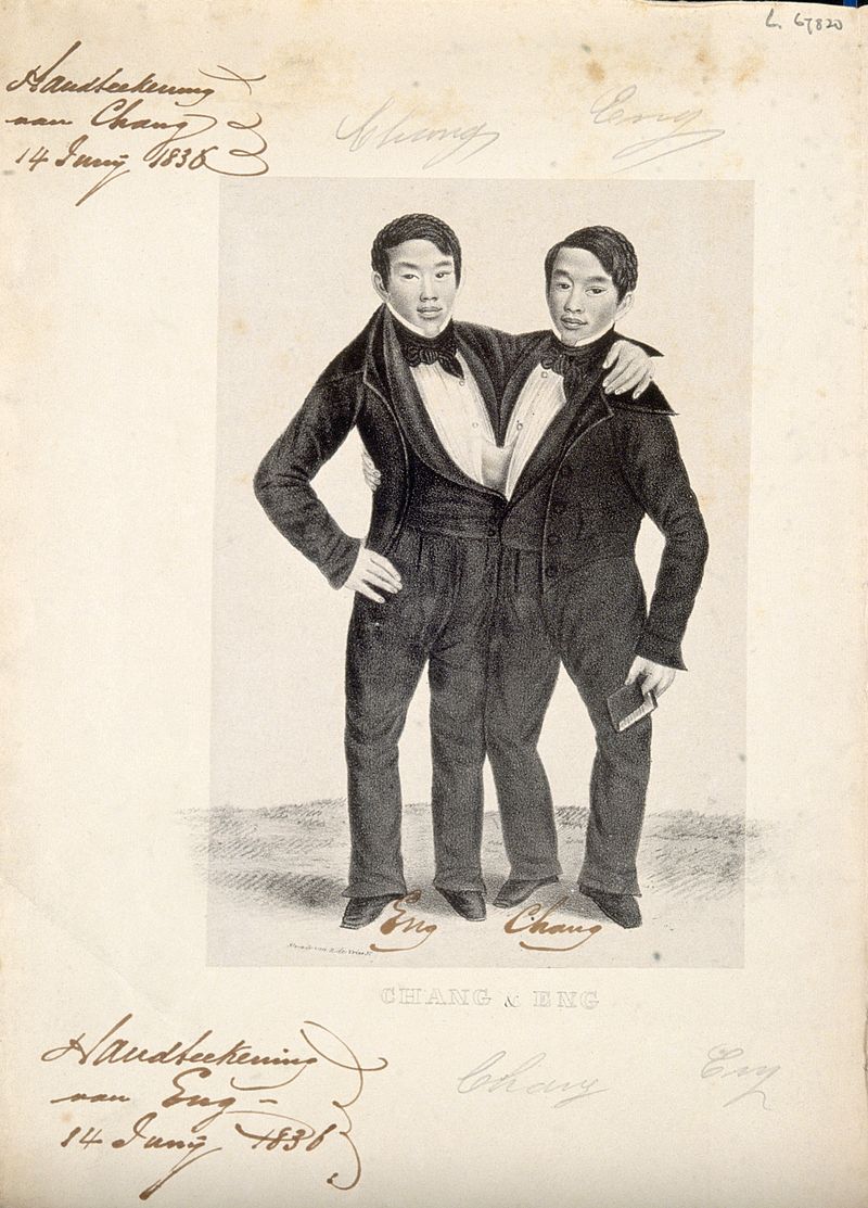 Chang and Eng, promotional lithograph c.1836. Photo Credit
