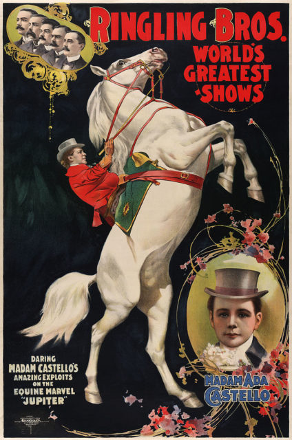 Poster depicting The Ringling brothers, founders of the circus, ca. 1899