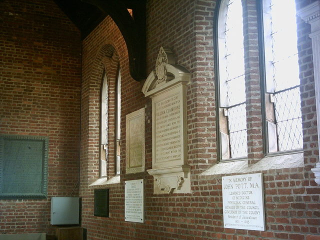 Interior of the church, showing various memorial plaques. Photo Credit