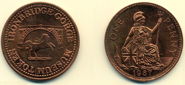 A Penny token as used in Blists Hill