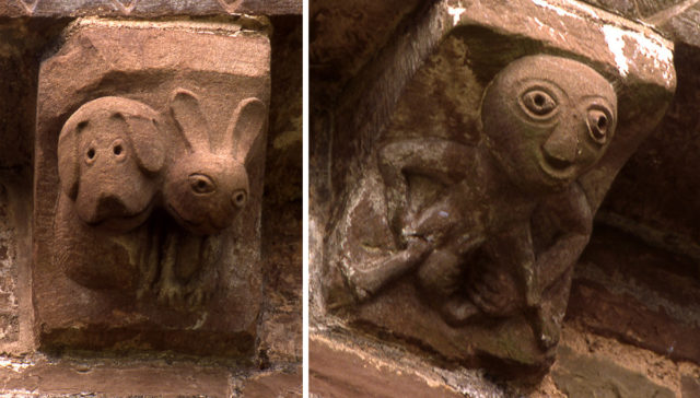 Left - The Dog and Hare. Right - The famous sheela na gig. Photo Credit1 Photo Credit2