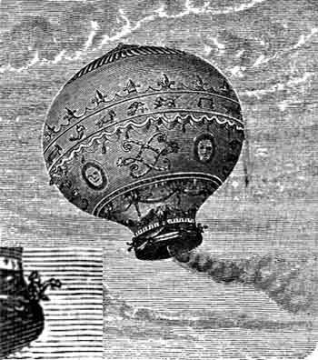 The hot air balloon of the Montgolfier brothers