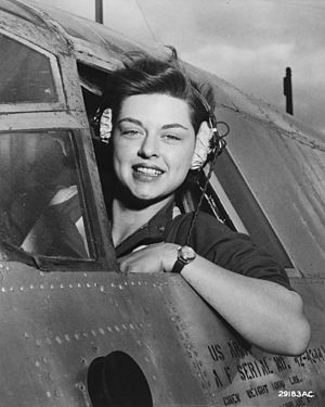 Elizabeth L. Gardner, WASP, at the controls of a B-26 Marauder