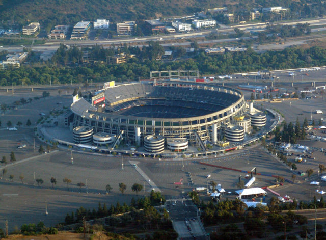 San Diego Stadium. Now it's known as Qualcomm Stadium. Photo Credit