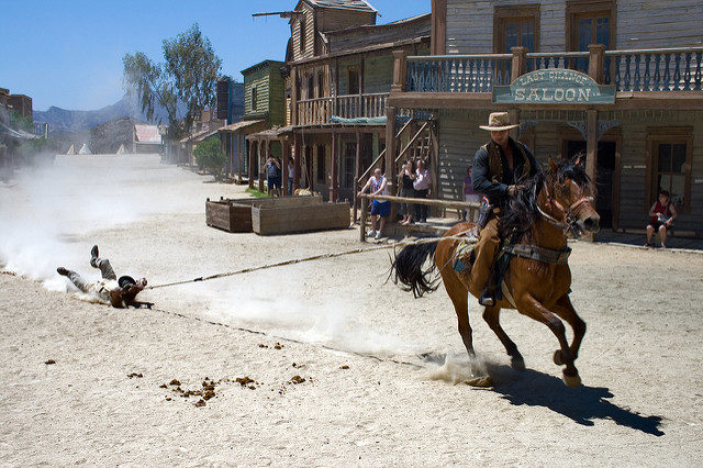 Stunt actors perform shows for tourists daily. Photo Credit