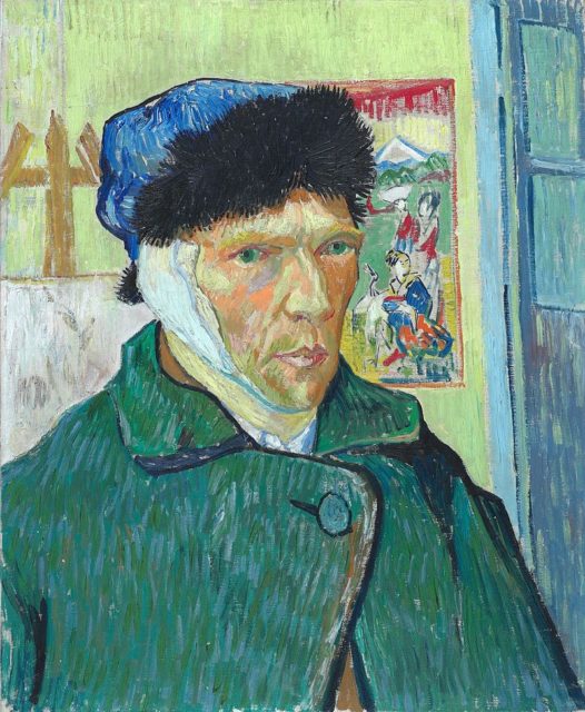 Self Portrait With Bandaged Ear by Vincent van Gogh, 1889.