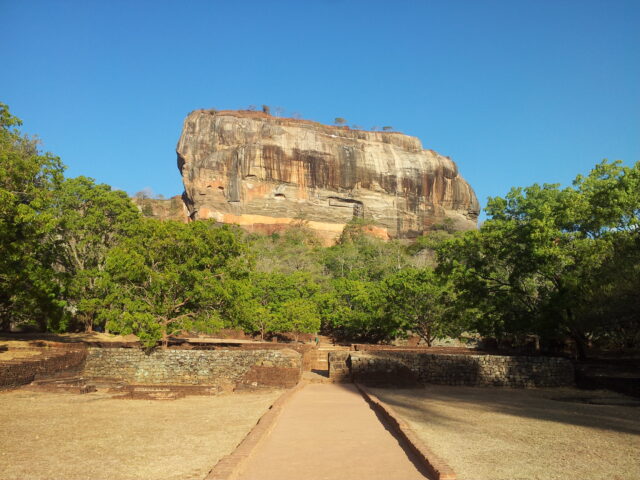 Sigiriya, trees in front.