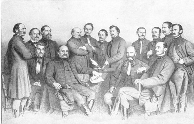  Professors of the medical school of Pest, 1863. Semmelweis is back with the arms crossed