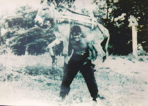 Koco Trendafilov "the Donkey", a pehlivan from Ohrid, Macedonia who earned the nickname for lifting donkies as part of his exercising practice 