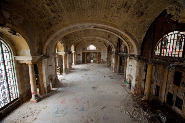 Main Hall of the Michigan Central Train Station, taken from the southern balcony Photo Credit 