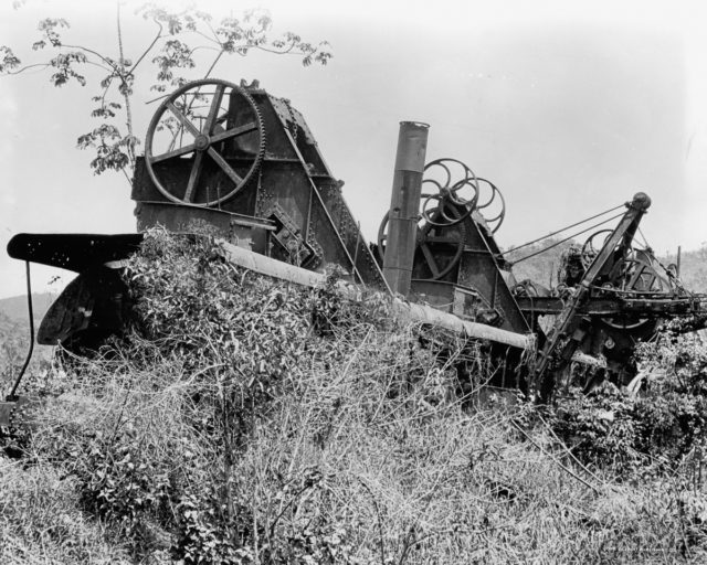 French machinery lies abandoned in the canal zone.1910. Photo Credit