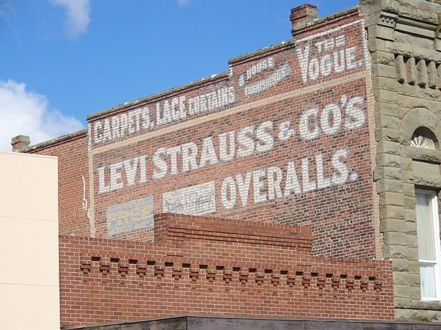 Levi Strauss advertising on a building in Woodland, California Photo Credit 
