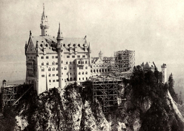 Neuschwanstein under construction. Photo Credit