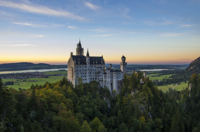 Neuschwanstein Castle at sunset Photo Credit