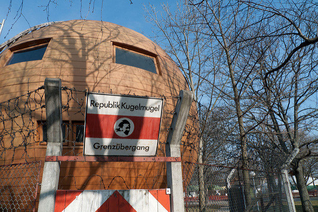 Border checkpoint at the entrance to the Republic of Kugelmugel. Photo Credit