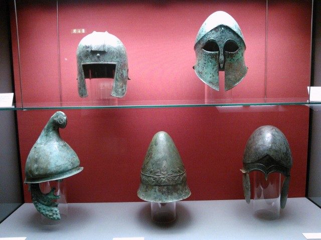 Five Ancient Greek helmets Photo Credit
