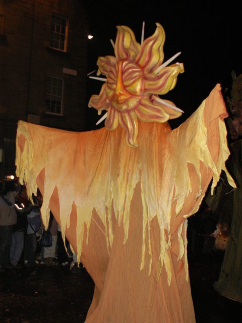 Catalonian Sun Goddess from the Hogmanay Street Party, Edinburgh 2005. Photo credit