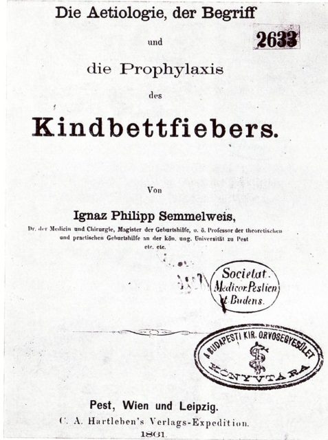 Semmelweis's main work: "The Etiology, Concept and Prophylaxis of Child-bed Fever"