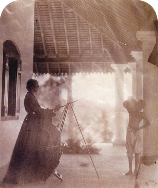 Marianne North in Mrs Cameron's house in Ceylon, by Julia Margaret Cameron.