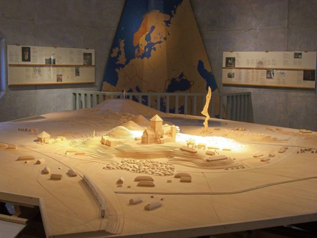 A composite model of Gamla Uppsala from throughout history, as exhibited at the local museum. Photo Credit