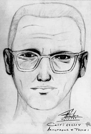 A sketch of the Zodiac Killer.