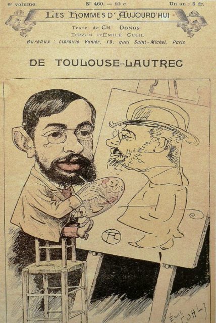 Caricature of Lautrec by Emile Cohl.