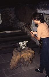 Tourist at the anvil of Gretna Green. Photo credit