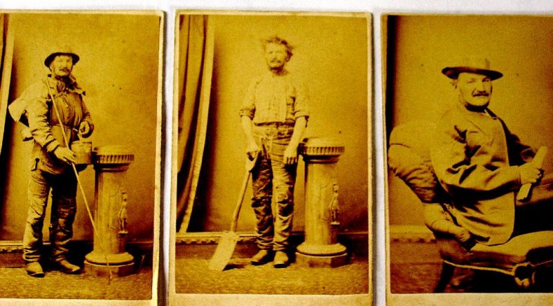 The three Australian faces of Joseph Jenkins: Swagman, rural labourer and man of letters. He had the photos taken in March 1871 to post home to Wales in explanation of the life he was leading. Each role was amplified by an accompanying descriptive poem of over 20 lines. Photo credit