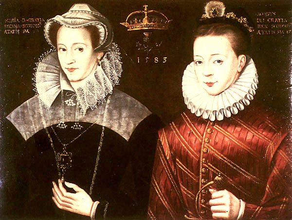 Mary depicted with her son, James VI (of Scotland) and I (of England and Ireland) – in reality, Mary saw her son for the last time when he was ten months old