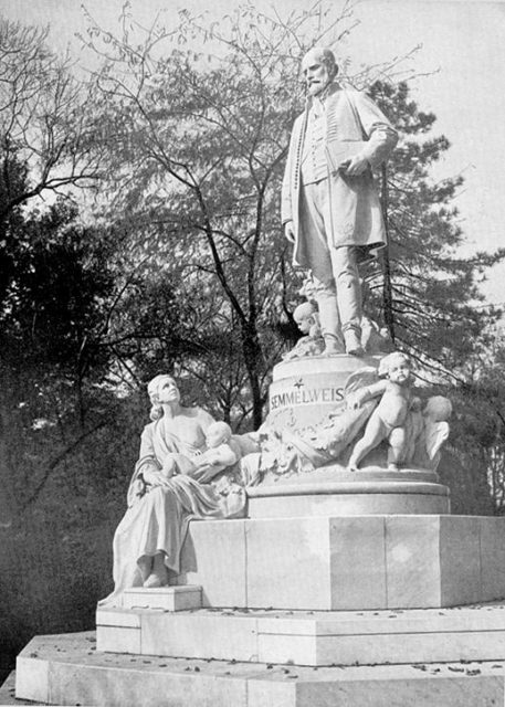 Statue of Semmelweis in front of Szent Rókus Hospital, Budapest, Hungary (erected in 1904, work of Alajos Stróbl). Photo credit