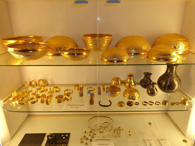 The gold pieces include eleven bowls, three bottles and 28 bracelets. Photo Credit