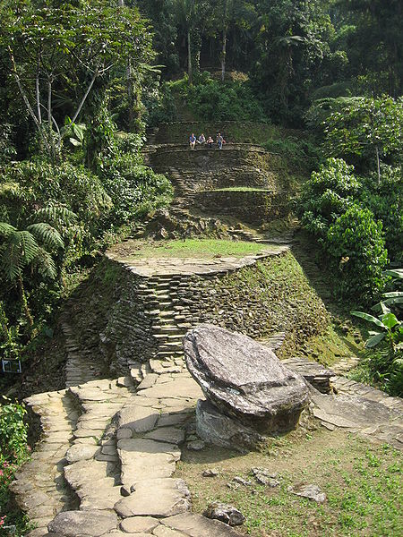 Wooden structures once stood on the stone platforms. Photo Credit