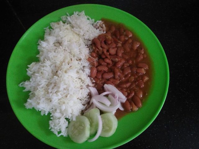 Rajma-Chawal, curried red kidney beans with steamed rice, from India Photo Credit 