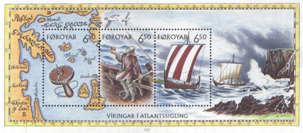 The Vikings and their travels shown on Faroese stamps
