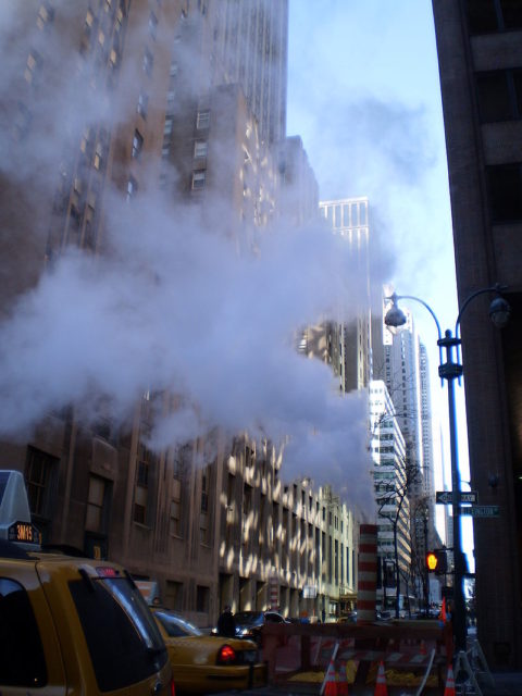 Steam emanating on Lexington Avenue in New York.