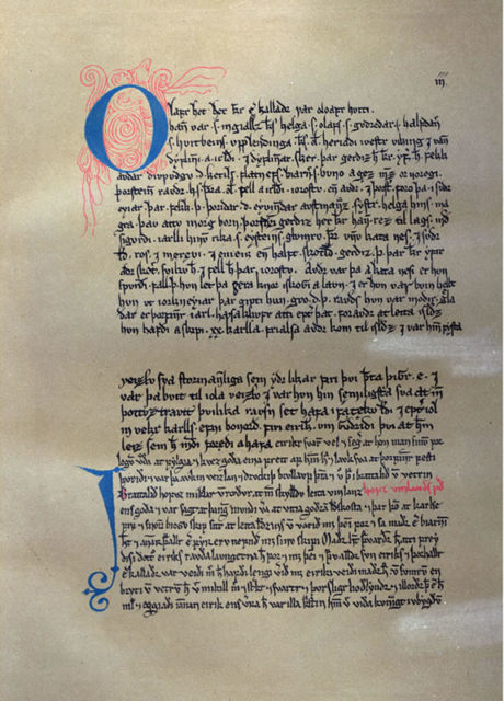 Page from the manuscript of Eiríks saga rauða.