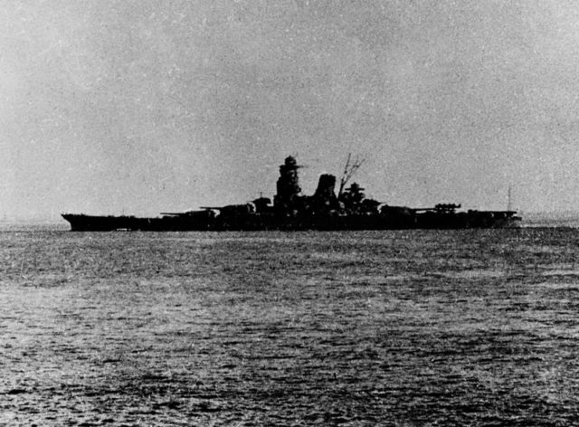 Japanese battleship Musashi leaving Brunei in 1944 for the Battle of Leyte Gulf
