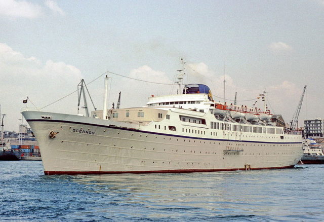 The cruise ship Oceanos leaving Piraeus Harbor on June, 1986 Photo Credit