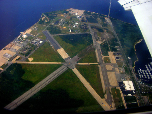 Aerial view of Floyd Bennett Field, seen during departure from JFK