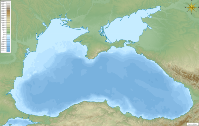 Black Sea with bathymetry and surrounding relief. Photo Credit