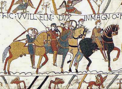 The Bayeux Tapestry, chronicling the English/Norman battle in 1066 which led to the Norman Conquest.