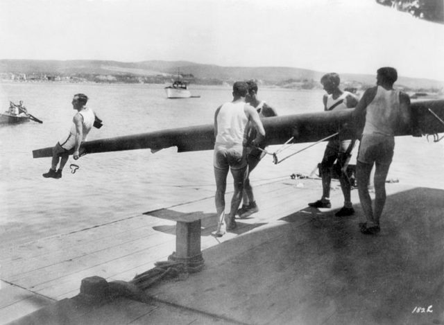 Buster Keaton on Newport Bay in the film College (1927) Photo Credit