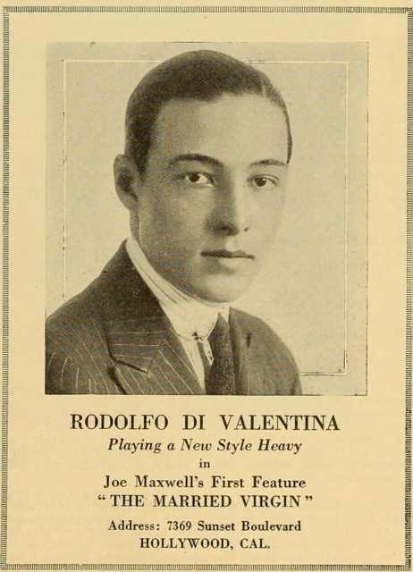 Rudolph Valentino in Motion Picture Studio Directory and Trade Annual, 1918.