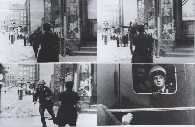 Late August 1961. East German guard Conrad Schumann jumps to freedom in West Berlin. From the booklet “A City Torn Apart: Building of the Berlin Wall.